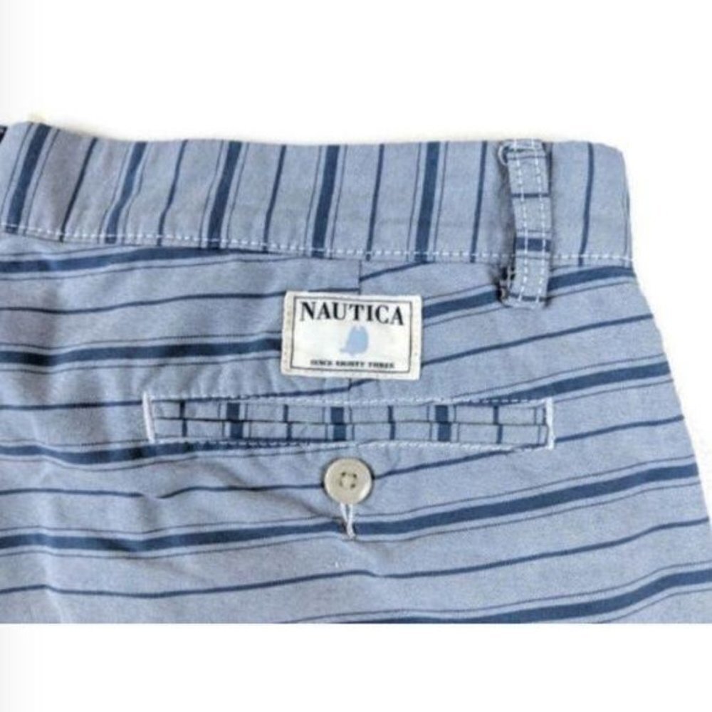 Nautica Shorts Mens‎ 34 Blue Striped Flat Front - Picture 3 of 5